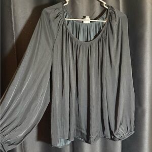 a new day Black Flowing Blouse